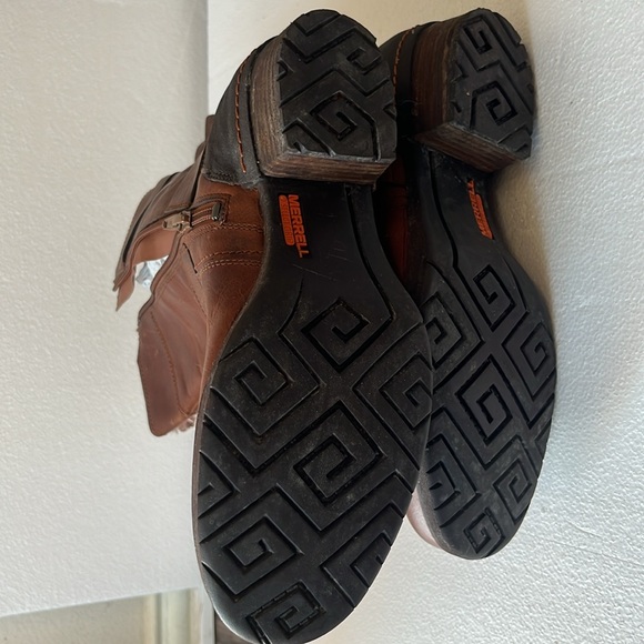 Merrell Women Oak leather Mid Calf Moto boot water resistant buckle harness 10.5 - Picture 15 of 16